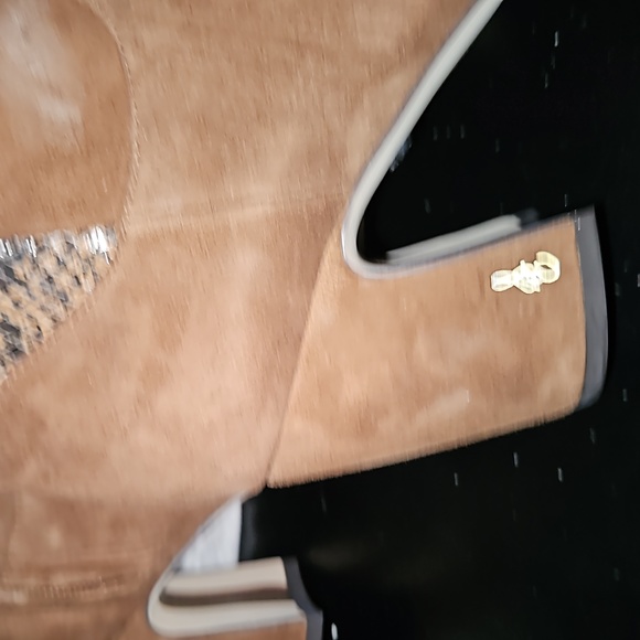 Sam Edelman knee high boots size 7 Brown suede with Snake skin - Picture 5 of 6